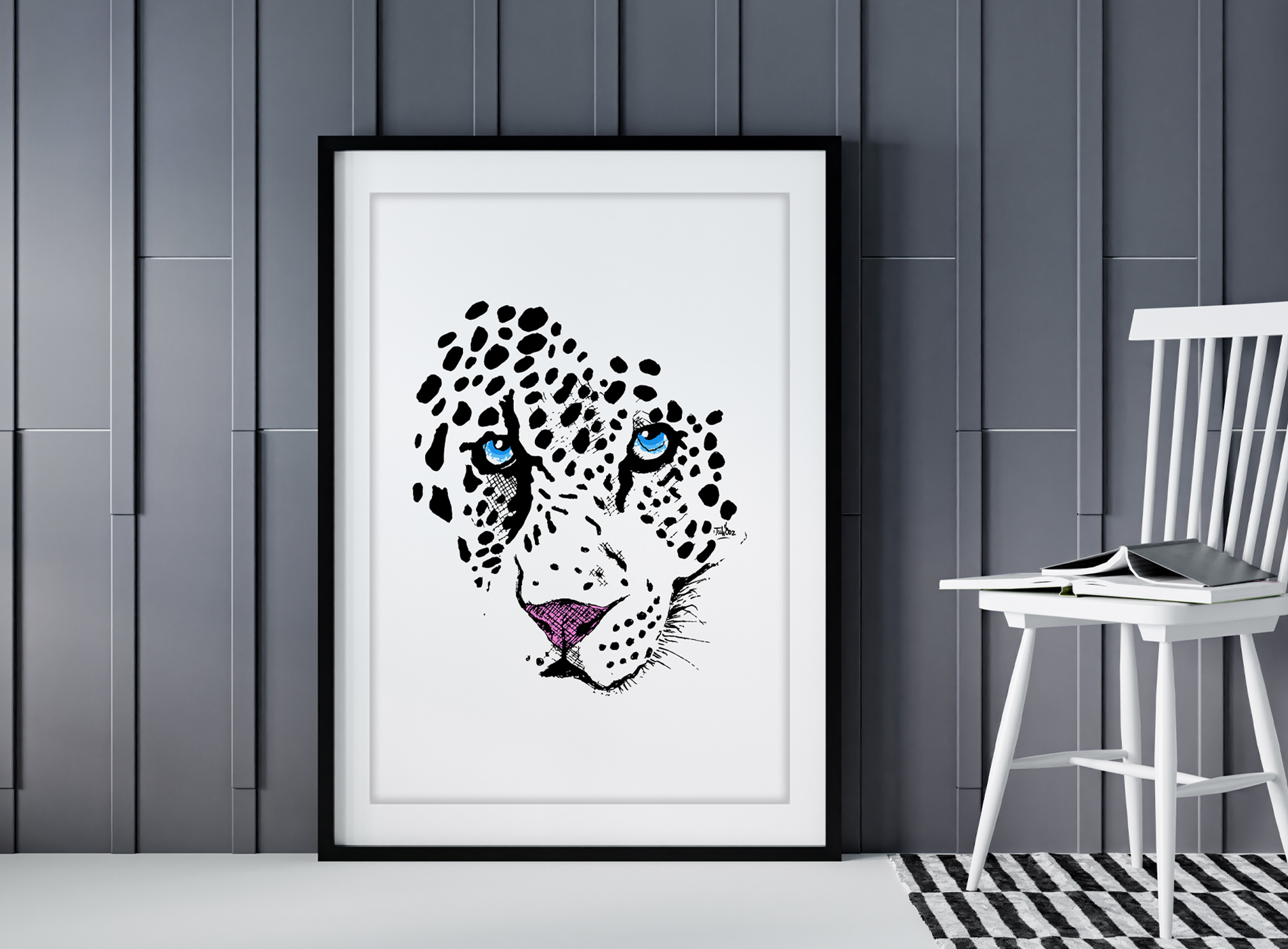 Leopard des neiges par Juliooz artiste peintre illustrateur