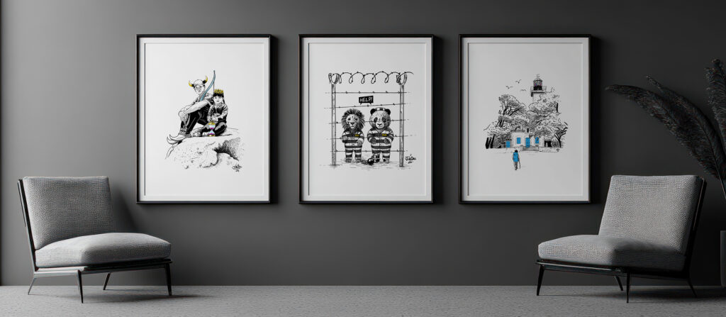 Création d'illustration au trait humoristique d'animaux Juliooz artiste peintre illustrateur