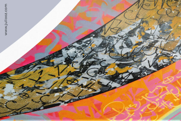 Illustration Calligraffitiz Les yeux ouverts rayons colorés cercles et calligraphie - de Juliooz