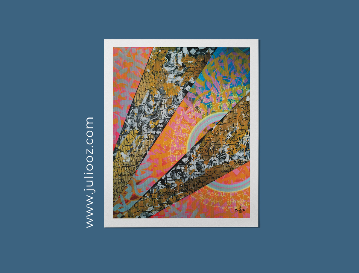 Illustration Calligraffitiz Les yeux ouverts rayons colorés cercles et calligraphie - de Juliooz
