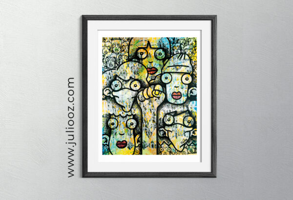 Illustration Grozieux Lutte street-art bras levé poing fermé visages expressifs - par Juliooz