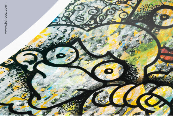 Illustration Grozieux Lutte street-art bras levé poing fermé visages expressifs - par Juliooz