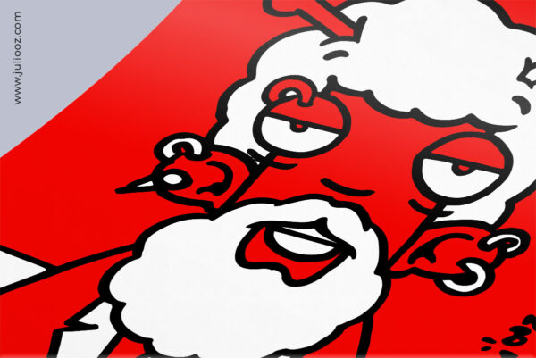 Portrait Grozieux rouge et blanc – Barboz en costume cravate, style BD graffiti - Par Juliooz