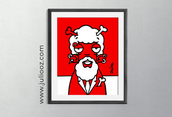 Portrait Grozieux rouge et blanc – Barboz en costume cravate, style BD graffiti - Par Juliooz