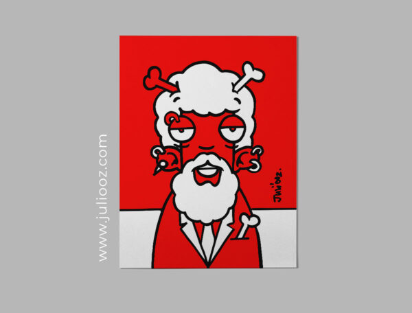 Portrait Grozieux rouge et blanc – Barboz en costume cravate, style BD graffiti - Par Juliooz