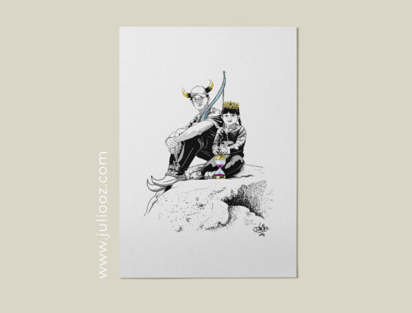 Portrait illustré HD Les Gardiens du Temps – Enfants en forêt bretonne – Juliooz