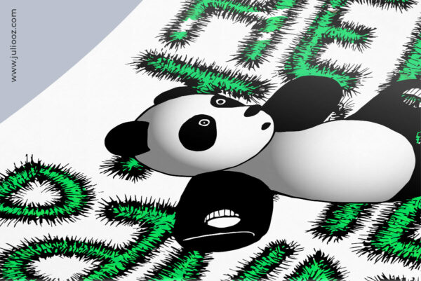 Help the panda – Illustration d’un panda avec en arrière plan “HELP THE PANDA” par Juliooz - Vert