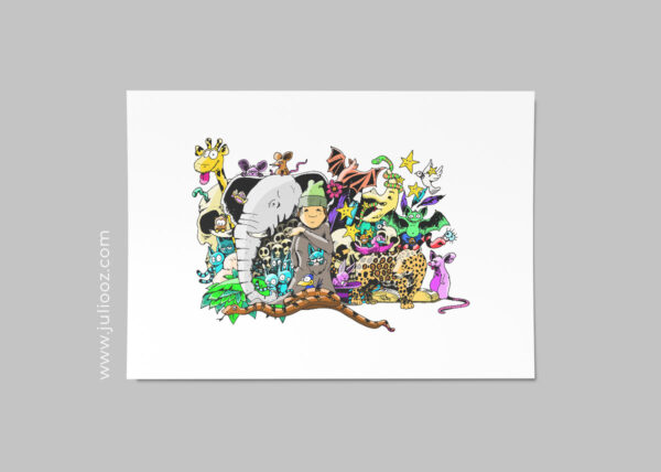 Illustration Jungle Doodles en couleurs, pleine de détails – Juliooz