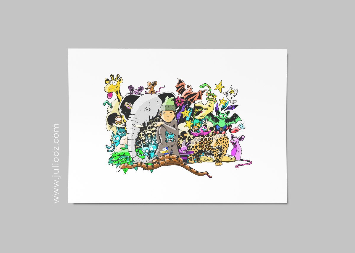 Illustration Jungle Doodles en couleurs, pleine de détails – Juliooz