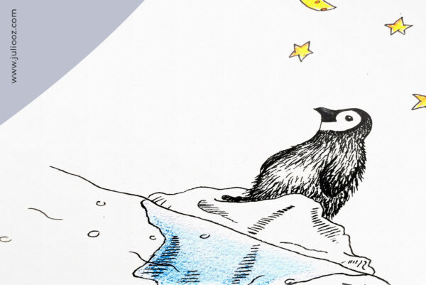 Illustration Lost Feet en noir et blanc – univers onirique signé Juliooz