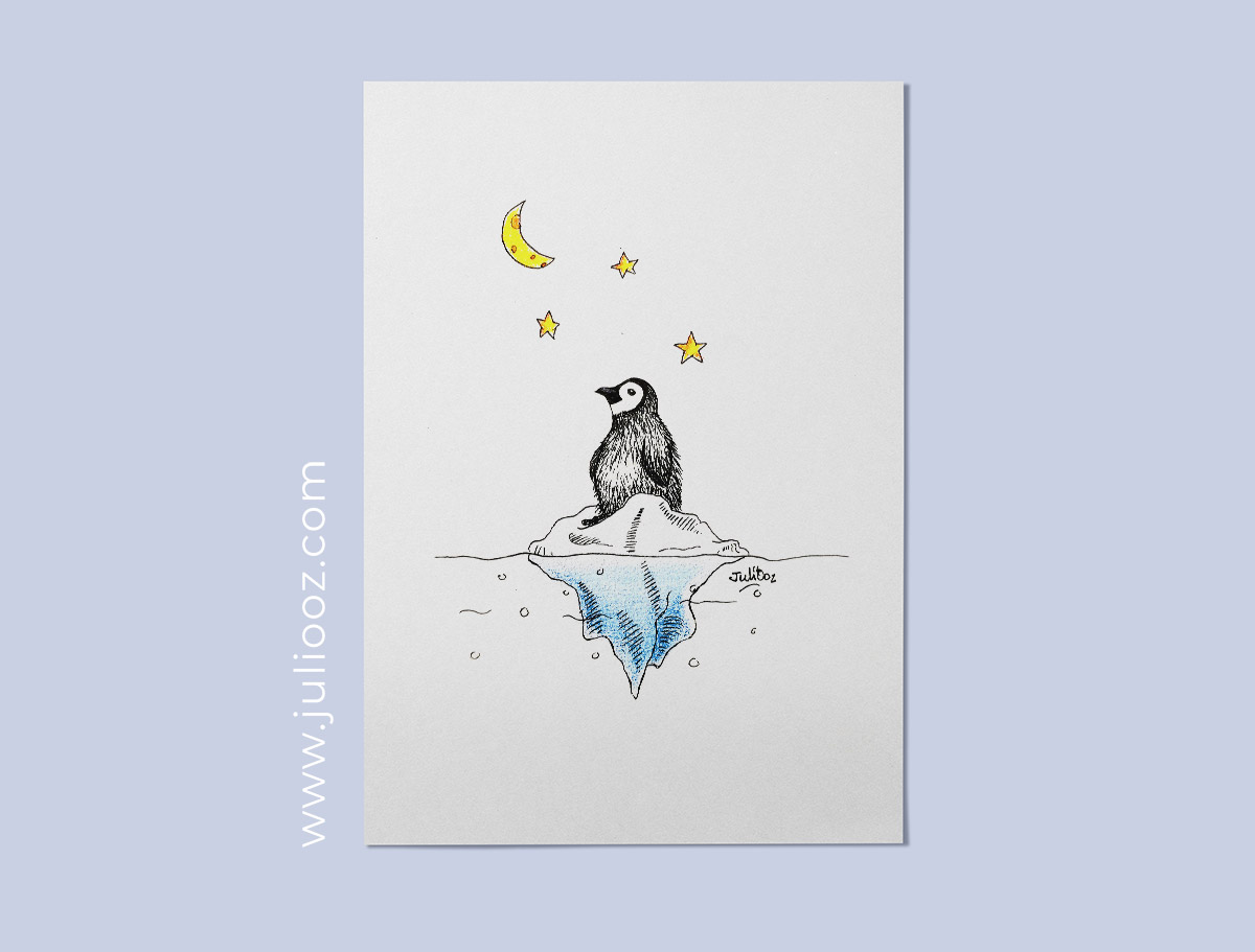 Illustration Lost Feet en noir et blanc – univers onirique signé Juliooz
