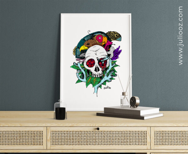 Illustration contemporaine d’une nature morte en couleur par Juliooz