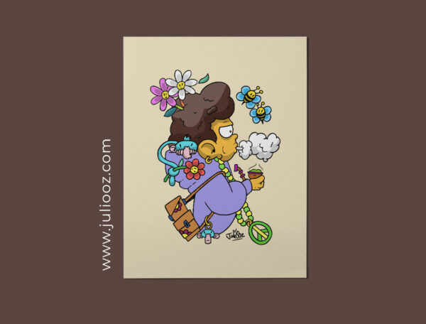 Illustration Pacoz Grozieux personnage tablette sac à dos singe - Par Juliooz