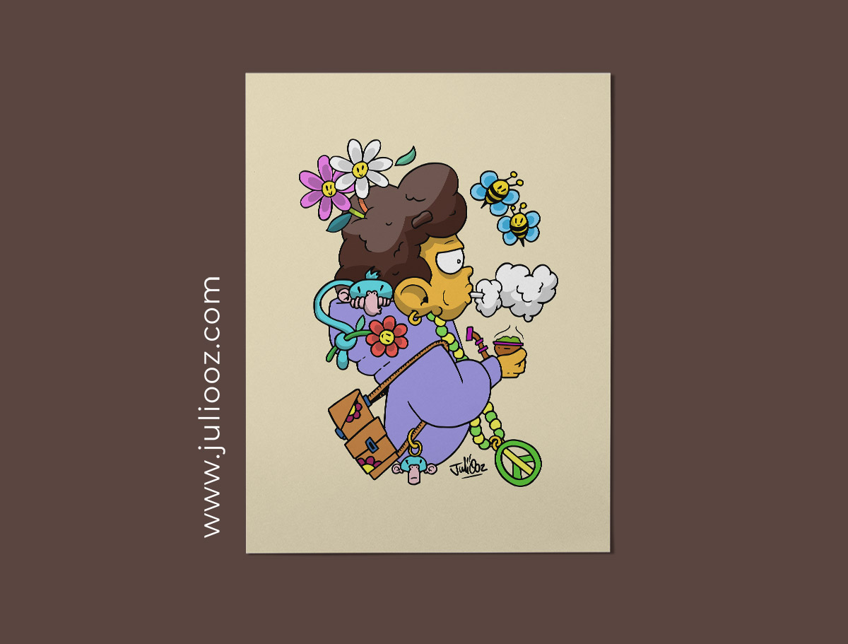 Illustration Pacoz Grozieux personnage tablette sac à dos singe - Par Juliooz