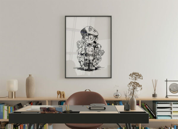 Illustration "Police" – Scène humoristique en noir et blanc avec policiers et bandits - par Juliooz