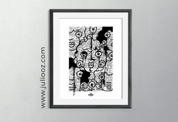 Dessin Punition Grozieux visages noir blanc écritures rapides - Par Juliooz