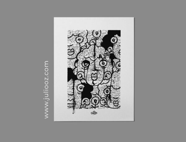 Dessin Punition Grozieux visages noir blanc écritures rapides - Par Juliooz