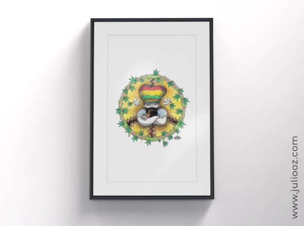Illustration "Rastaman" – Affiche reggae Peace & Love par Juliooz