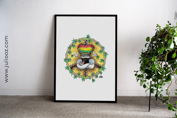 Illustration "Rastaman" – Affiche reggae Peace & Love par Juliooz