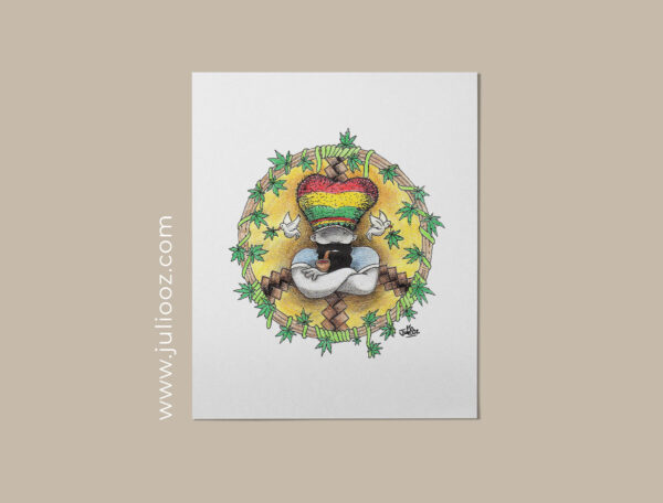 Illustration "Rastaman" – Affiche reggae Peace & Love par Juliooz