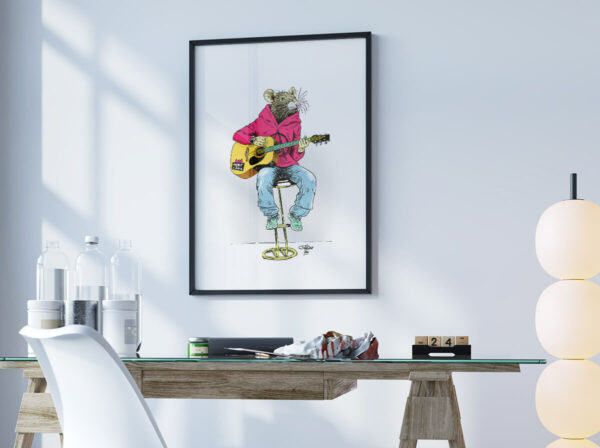 Illustration d’un rat jouant de la guitare électrique – Juliooz