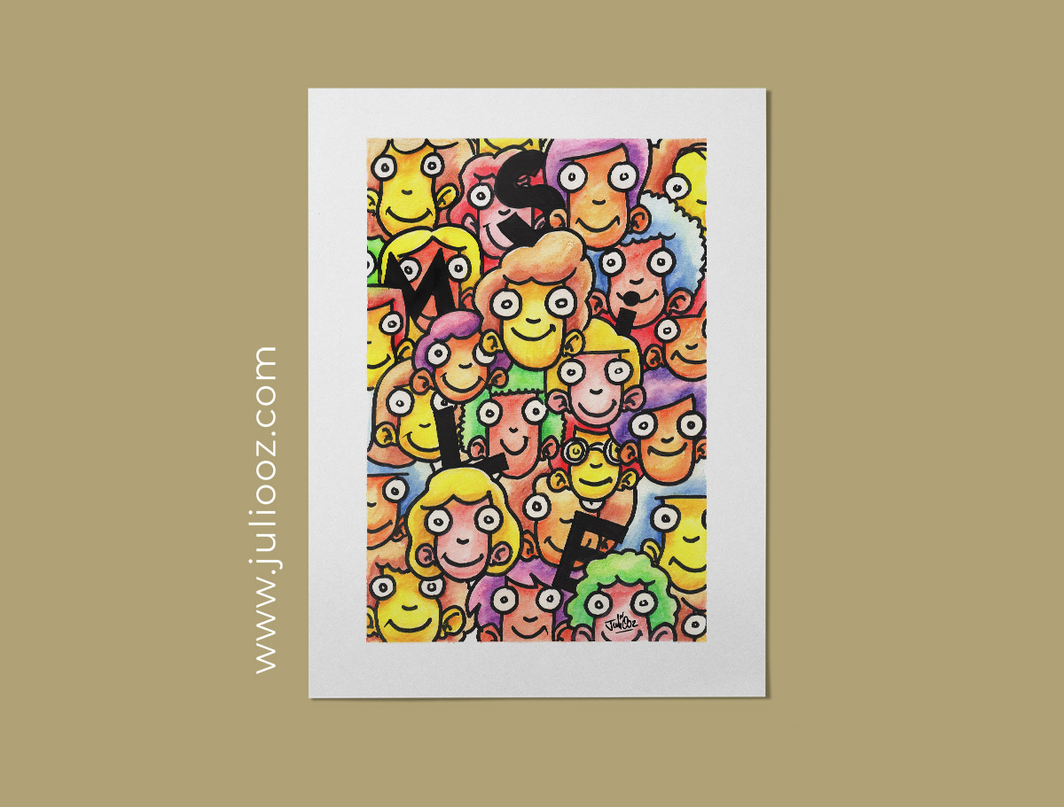 Illustration Smile Grozieux visages colorés sourires positifs - Par Juliooz