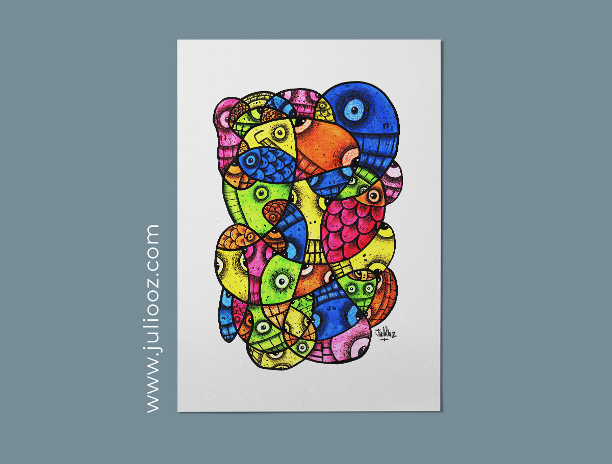 Illustration "Trippy" – Affiche psychédélique abstraite à télécharger - Par Juliooz