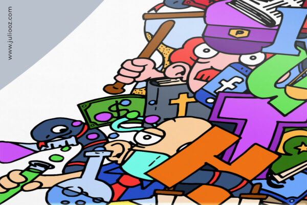 Illustration TRUTH Grozieux vérité conspiration religions graffiti vertical - par Juliooz