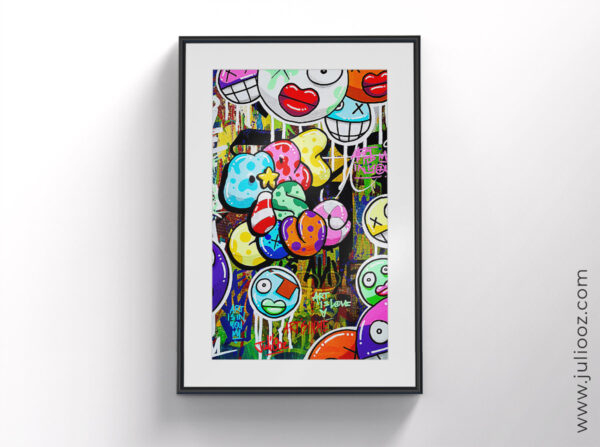 Affiche Art is love – personnages graffiti et message calligraphié par Juliooz