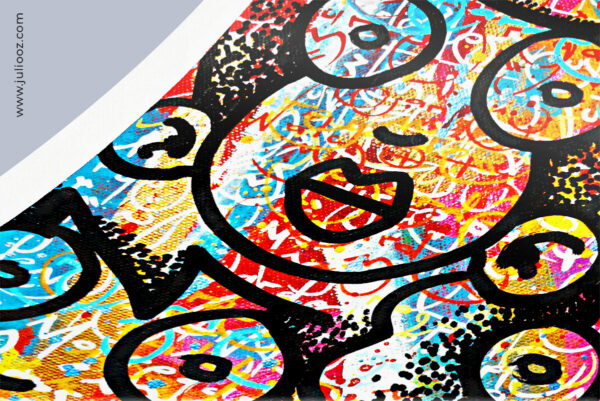 Tableau ATTENTION Grozieux graffiti couleurs vives et messages positifs par Juliooz
