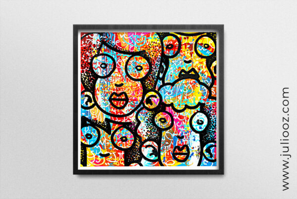 Tableau ATTENTION Grozieux graffiti couleurs vives et messages positifs par Juliooz