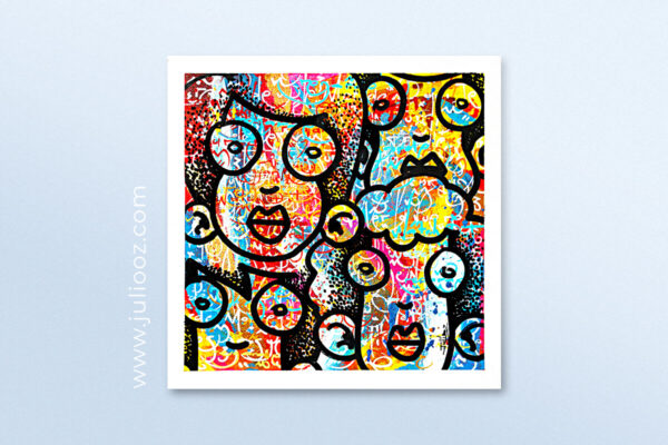 Tableau ATTENTION Grozieux graffiti couleurs vives et messages positifs par Juliooz