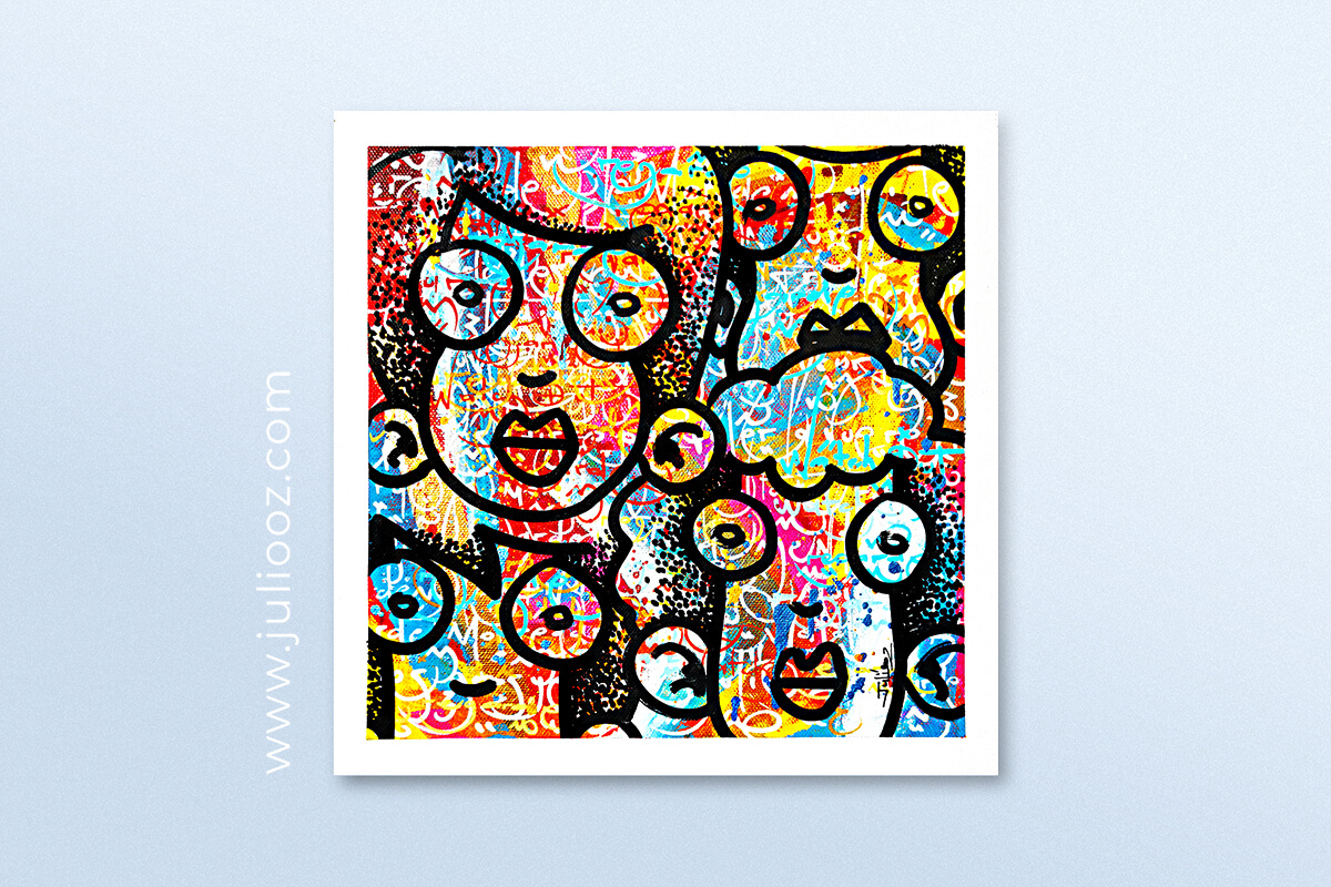 Tableau ATTENTION Grozieux graffiti couleurs vives et messages positifs par Juliooz