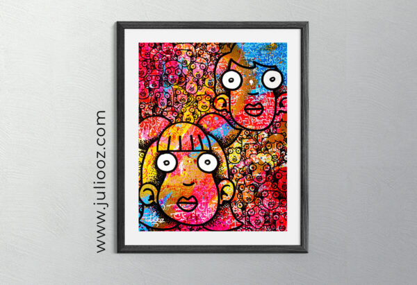 Tableau Candies Grozieux art urbain rose jaune bleu avec messages inspirants par Juliooz