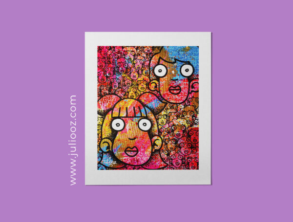 Tableau Candies Grozieux art urbain rose jaune bleu avec messages inspirants par Juliooz