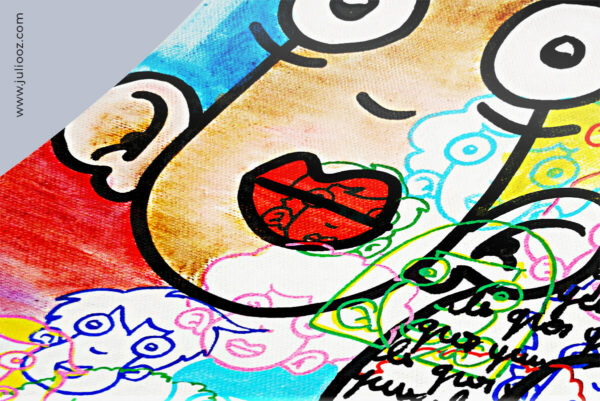 Toile Fais moi les gros yeux Grozieux diagonaux couleurs dégradées et écritures par Juliooz