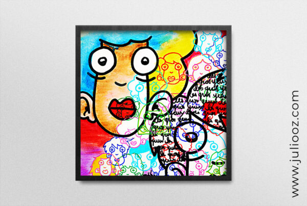 Toile Fais moi les gros yeux Grozieux diagonaux couleurs dégradées et écritures par Juliooz