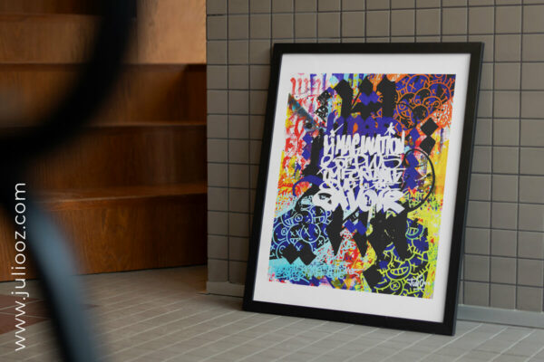 Affiche IMAGINATION – illustration street-art typographique et colorée par Juliooz