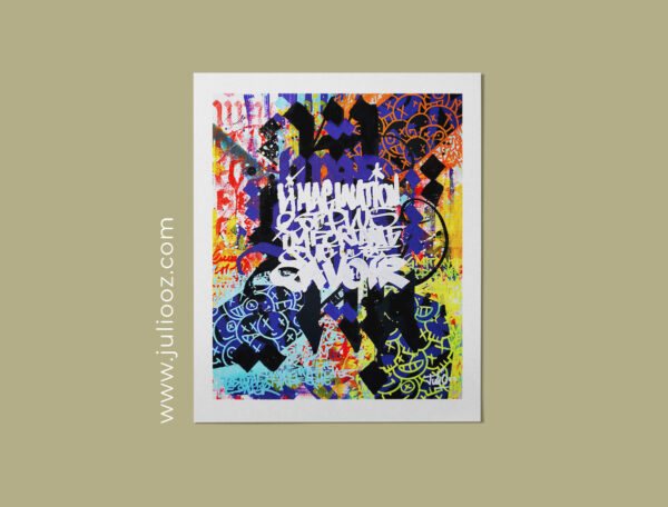 Affiche IMAGINATION – illustration street-art typographique et colorée par Juliooz