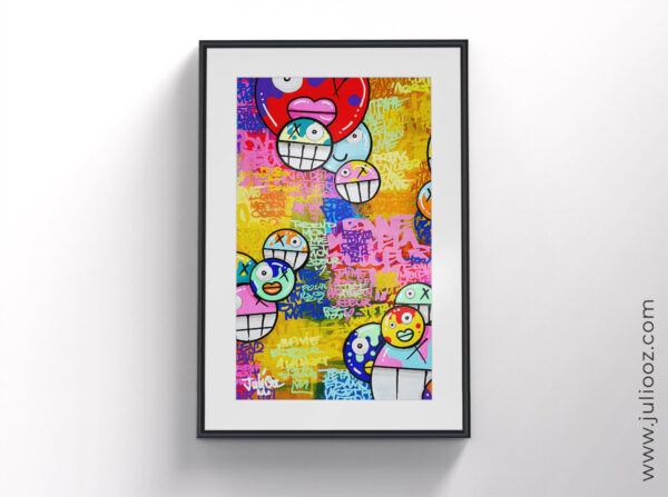 Affiche Je t’aime comme une bulle – street art poétique et coloré par Juliooz