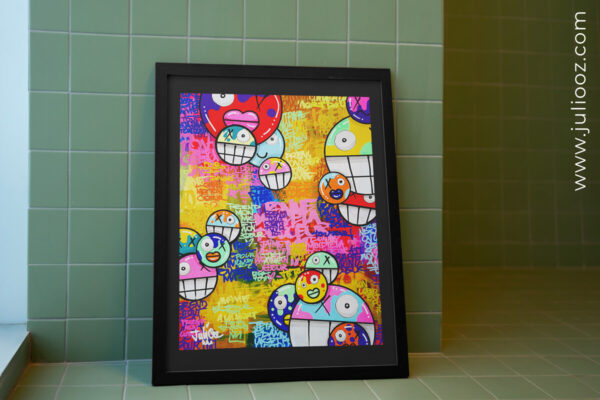 Affiche Je t’aime comme une bulle – street art poétique et coloré par Juliooz