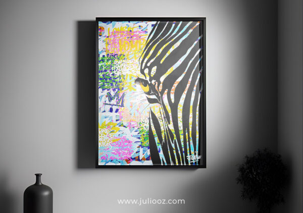 Œuvre “L’ombre du zèbre” – illustration poétique en calligraffiti par Juliooz