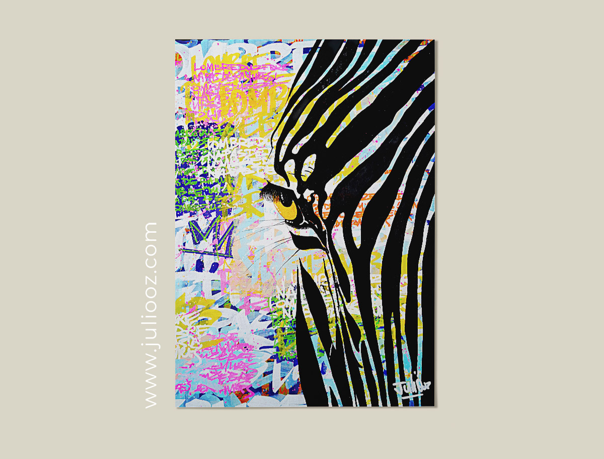 Œuvre “L’ombre du zèbre” – illustration poétique en calligraffiti par Juliooz