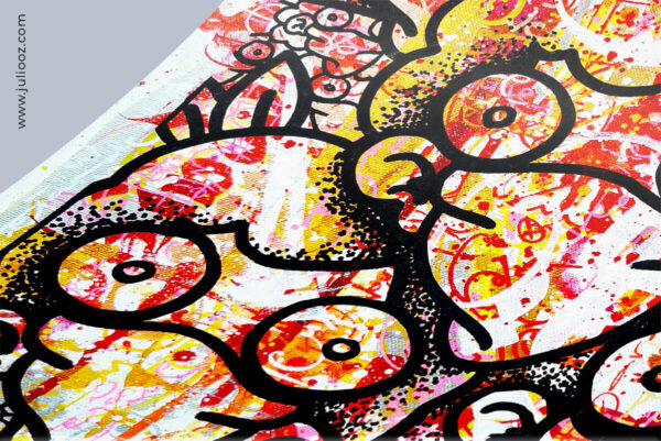 Tableau Prend tout Grozieux masqués fond mural graffiti jaune rouge blanc doré - de Juliooz