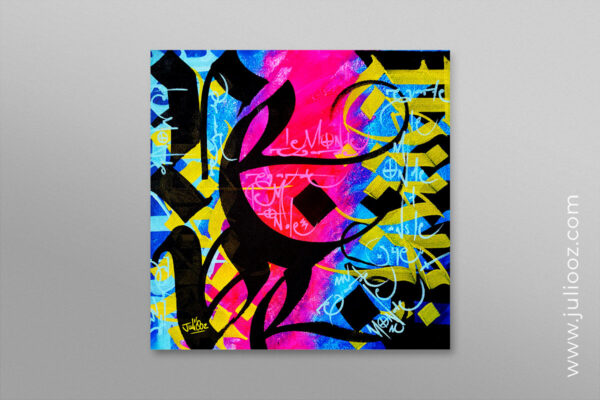 Œuvre “Regarde le monde” – illustration street-art et calligraphie par Juliooz