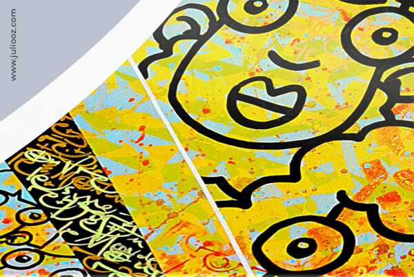 Tableau Rêve le monde Grozieux patchwork graffiti calligraphie - de Juliooz