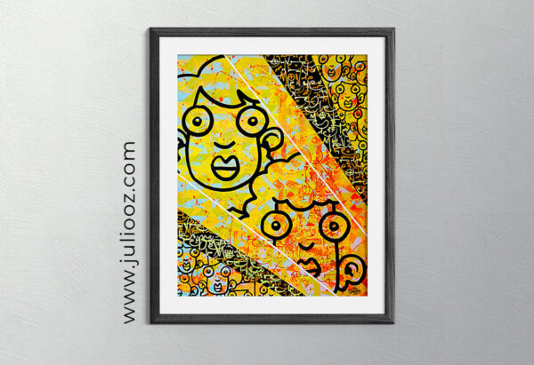 Tableau Rêve le monde Grozieux patchwork graffiti calligraphie - de Juliooz