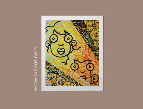 Tableau Rêve le monde Grozieux patchwork graffiti calligraphie - de Juliooz