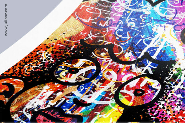 Tableau Volcan insomniaque Grozieux dégradé rouge violet bleu graffiti signée Juliooz