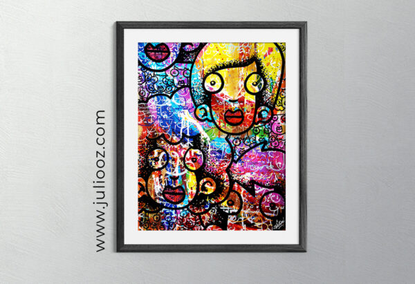 Tableau Volcan insomniaque Grozieux dégradé rouge violet bleu graffiti signée Juliooz